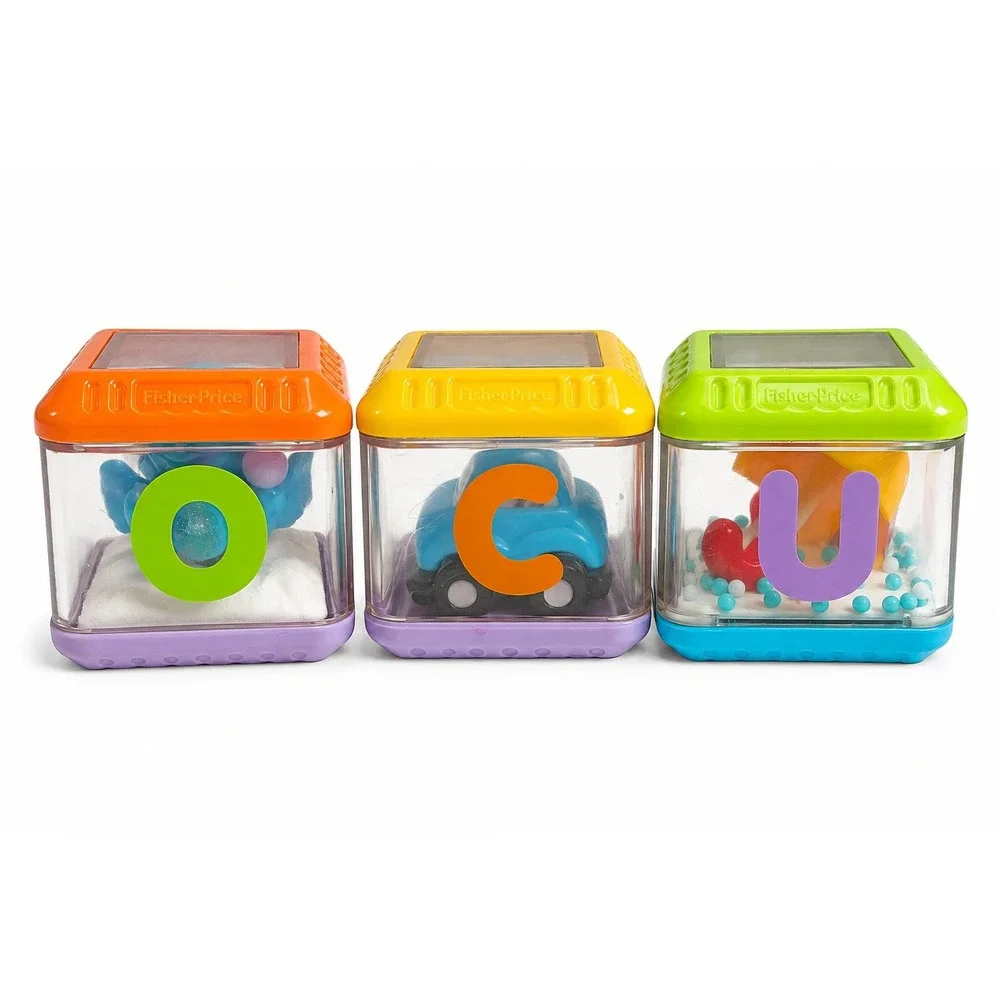 Fisher-Price OS Activity Blocks Peek-a-Blocks O C U Octopus Car Umbrella Set